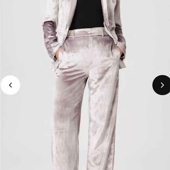 PAIGE Chateau Velvet Wide-Leg Pants in Pewter - Picture 3 of 8